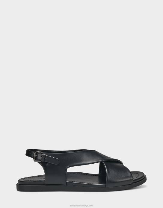 nei Aerosoles kvinner flat sandal svart imitert skinn0J4B474