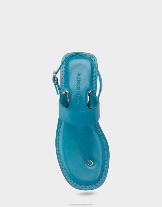 nei Aerosoles kvinner flat sandal blått skinn0J4B455