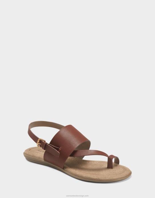 nei Aerosoles kvinner flat sandal brunt imitert skinn0J4B464