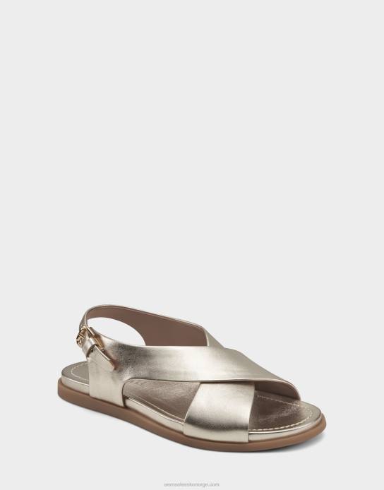 nei Aerosoles kvinner flat sandal i gull imitert skinn0J4B471