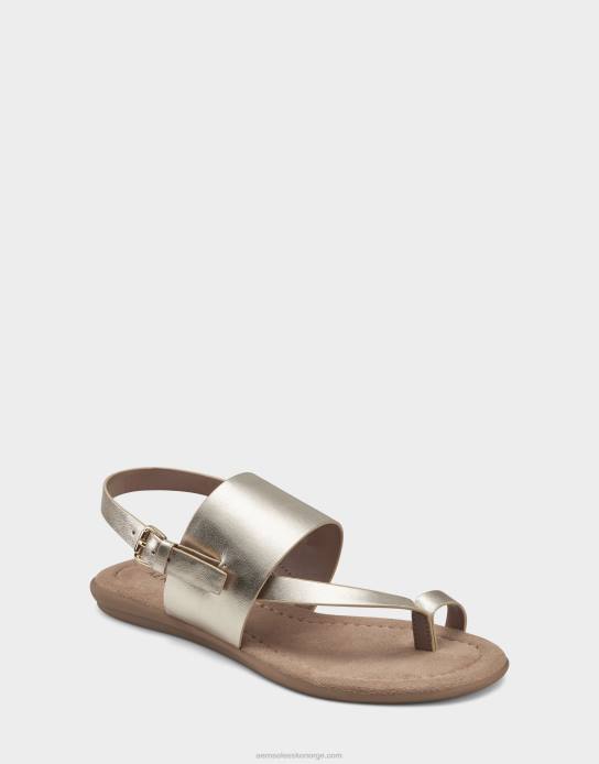 nei Aerosoles kvinner flat sandal mykt gull imitert skinn0J4B461