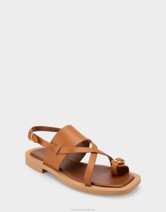 nei Aerosoles kvinner flat sandal solbrunt skinn0J4B412