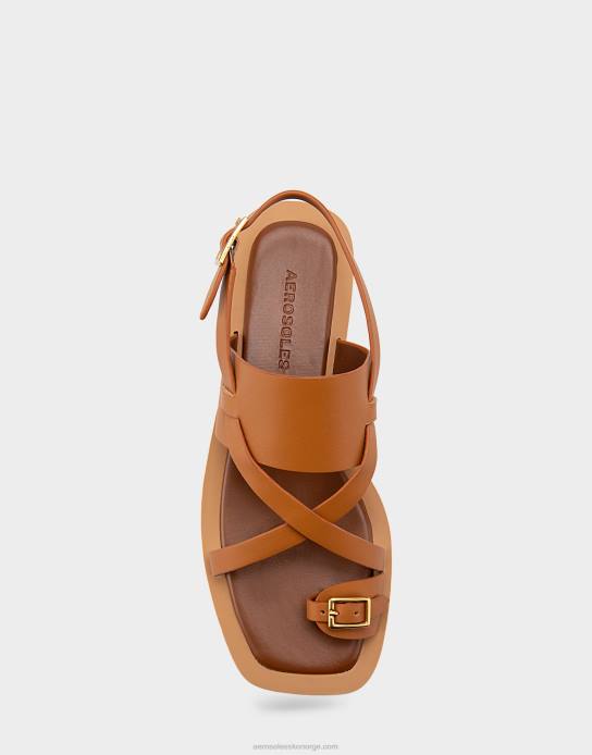 nei Aerosoles kvinner flat sandal solbrunt skinn0J4B412