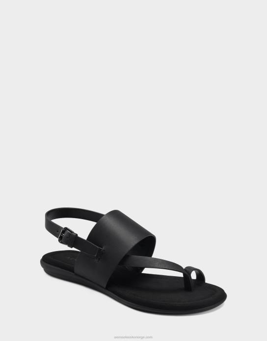 nei Aerosoles kvinner flat sandal svart imitert skinn0J4B468