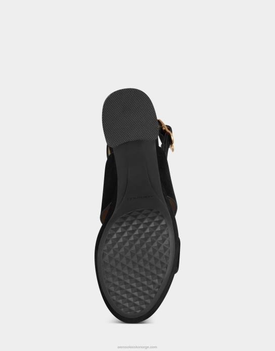 nei Aerosoles kvinner sandal svart semsket skinn0J4B351